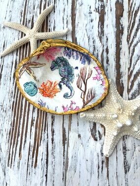 Marine Design Shell 2 Sided Ring Trinket  Dish